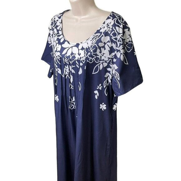 Womens Hawaian Style Shift Dress Noracora  Floral u Size XXL 14 Modest Round Nec - Picture 4 of 9
